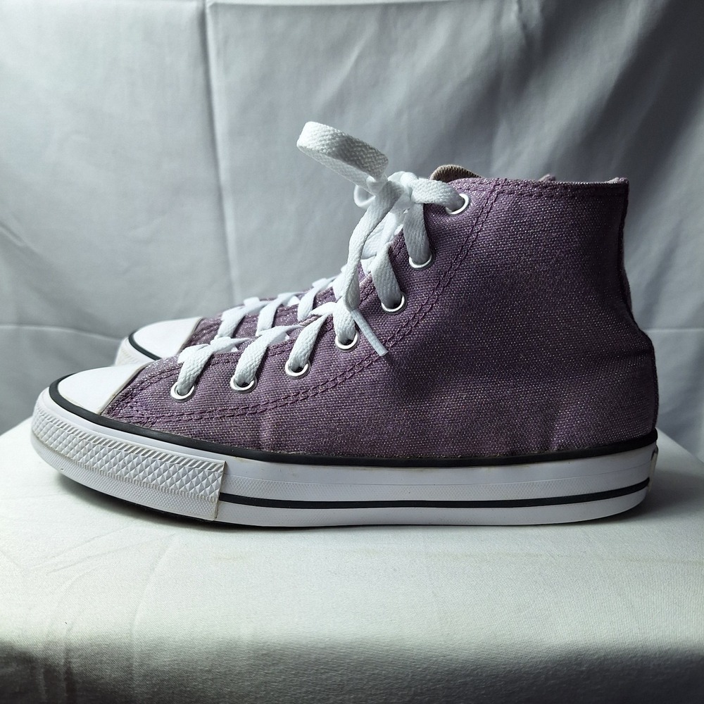 CONVERSE Chuck Taylor All Star Disco Glitter Hi-Top Sneaker Youth Sz 3 Purple - Picture 5 of 11